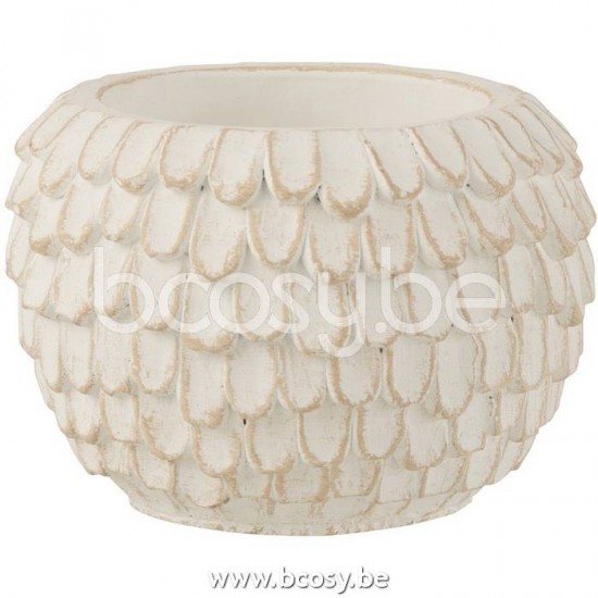 J Line Jline Flowerpot Foliage Cement White Small flowerpots