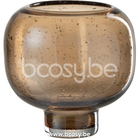 J Line Jline Vase On Foot Round Glass Amber Small