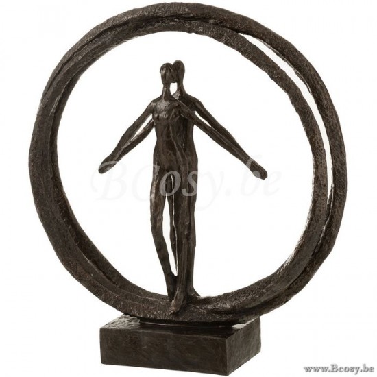 J Line Jline Koppel In Dubbele Cirkel Poly Donker Bruin