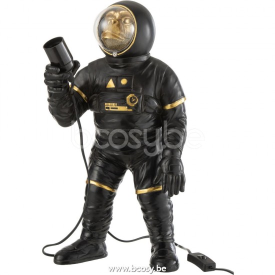 J Line Jline Lampada Da Tavolo Astro Resina Nero Oro Lampara De Mesa Astronauta Poly Negro Oro