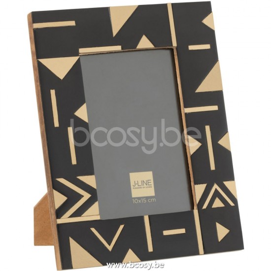 J Line Jline Fotorahmen Geometrisch 10X15 Holz Harz Schwartz Weiß S 17X22Cm fotorahmen bilderrahmen