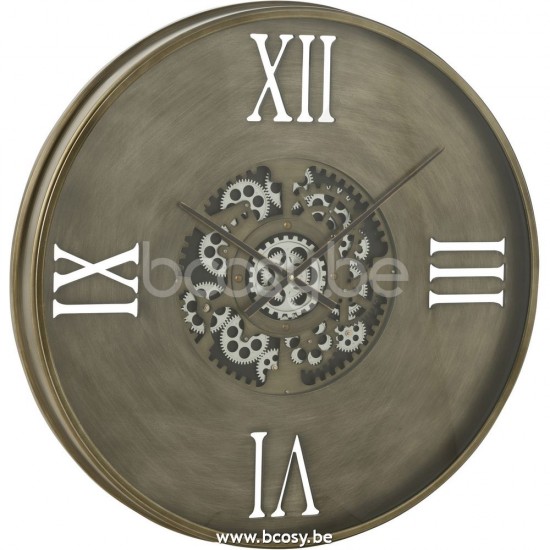 J Line Jline Orologio Rotondo 4 Numeri Romani Ingranaggio Metallo Antico Rame Reloj Redondo 4 Cifras Romanas Engranajes Metal Antiguo Cobre