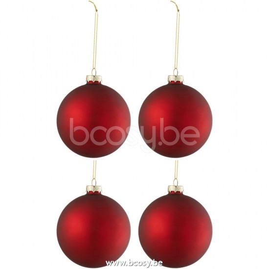 J Line Jline Jolipa 27714 Doos Van 4 Kerstballen Effen Glas Mat Rd Medium