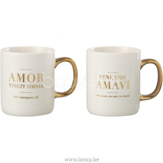 J Line Jline Jolipa 27915 Tas Bericht Amour Latin Porselein Wit Goud Assortiment Van 2