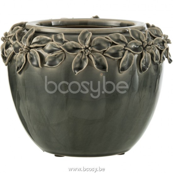 J Line Jline Portavasi Fiore Ceramica Grigio Large Maceta Flor Ceramica Gris Large