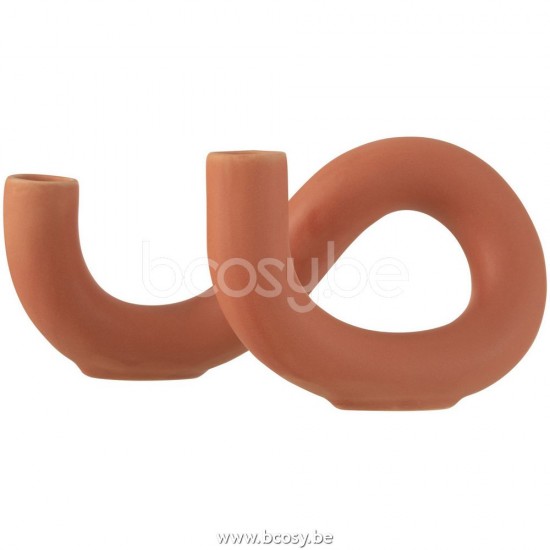 J Line Jline Candereliere Torsione 2 Candele Ceramica Arancione Candelero Espiral 2 Vela Ceramica Naranja