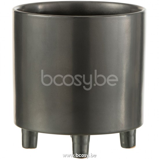 J Line Jline Jolipa 28017 Bloempot Smoke Keramiek Grijs Zwart Large