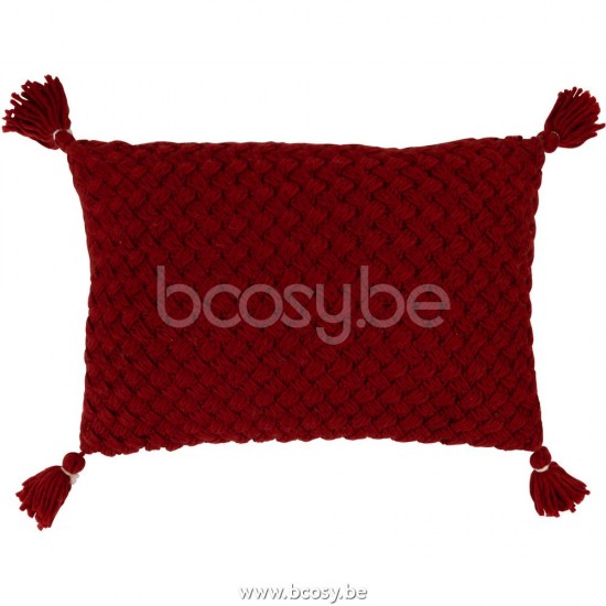 J Line Jline Cuscino Uncinetto Nappa Acrilico Rosso Cojin Ganchillo Borla Acrilica Rojo