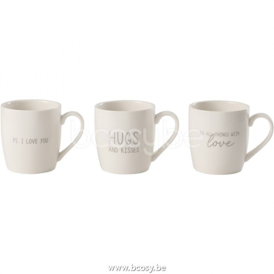 J Line Jline Jolipa 28383 Tas Liefde Keramiek Zilver Assortiment Van 3