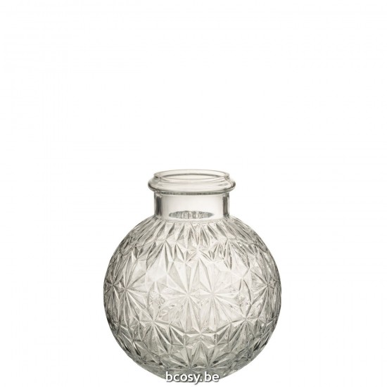 J Line Vase Ball Cut Glass Transparent Small.