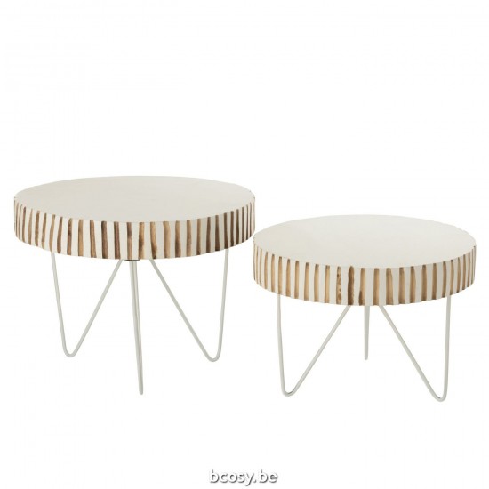 Jline Set Von 2 Tische Ying Holz Metall Weiß beistelltische.