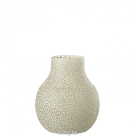 Jline Vaas Mozaiek Glas Grijs Wit Medium.