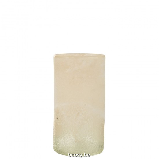 J Line Vaso Cilindrico Vetro Beige Medium Jarrón Cilíndrico De Vidrio Beige Medium.