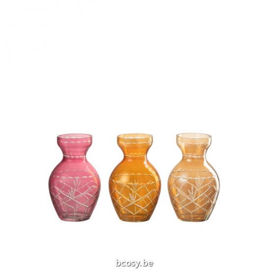 Jline Vase Kariert Glas Mix 3 Sortiert vases.