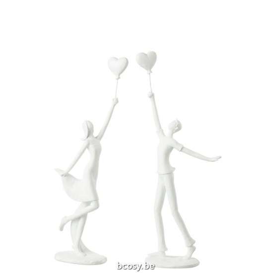 Jline Vrouw En Man Hart Ballon Poly Wit Assortment Van 2.