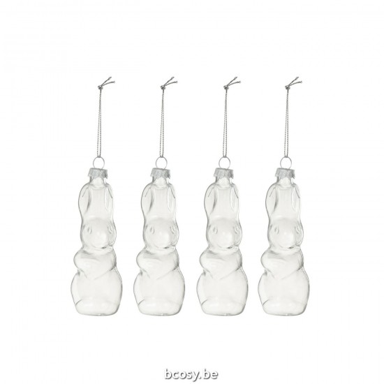 Jline Dose Von 4 Hasen Hängend Glas Transparent hanger haenger.