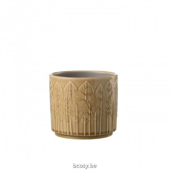 Jline Bloempot Blad Keramiek Beige Medium.
