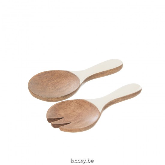Jline Saladeservers Kos Hout Bruin Wit.