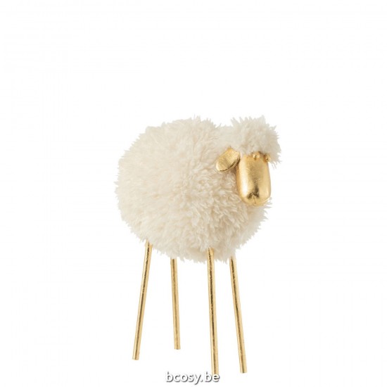 Jline Schaap Metaal Poly Wit Goud Medium.