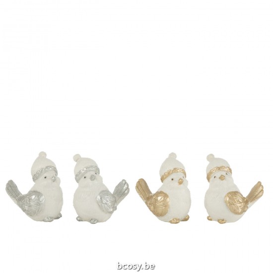 Jline Vögel Hut Polyresin Silber Gold Large 4 Sortiert figurine weihnachten.