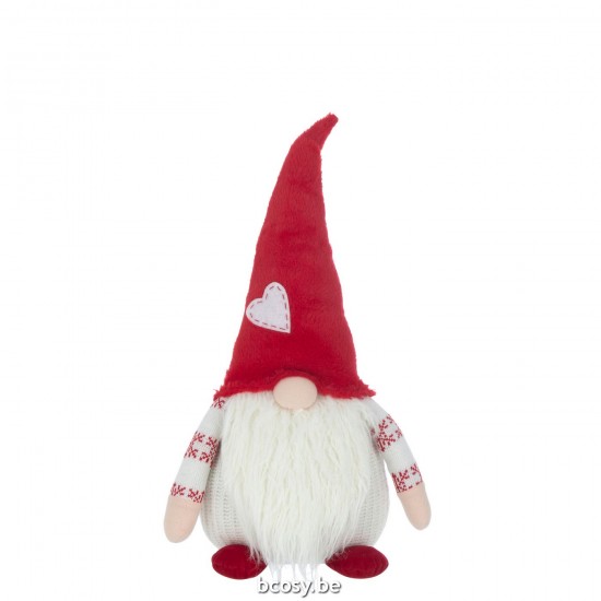 Jline Zwerg Herz Textil Weiß Rot Large weihnachtsmann weihnachtsmaenner.