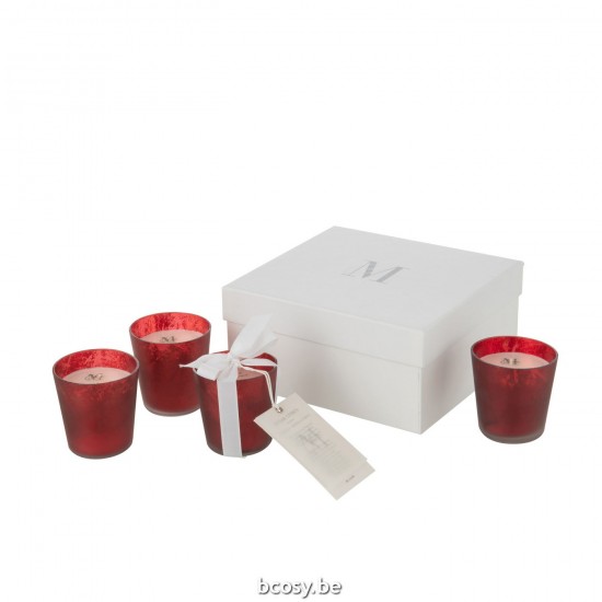 Jline Dose Von 4 Duftkerzen Deluxe Glas Rot aroma kerzen.