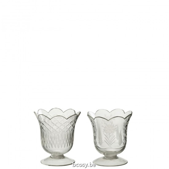 Jline Vaas Bien Glas Transparant Small Assortiment Van Twee.