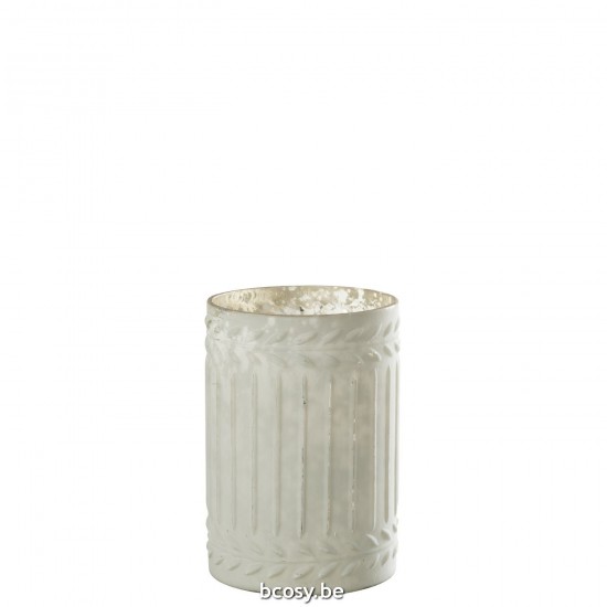 J Line Portacandele Ezy Vetro Bianco Large Portavelas Ezy Vidrio Blanco Large.