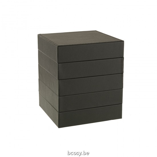 J Line Portagioie 4 Parti Similpelle Nero Joyero 4 Piezas Imitación De Cuero Negro.