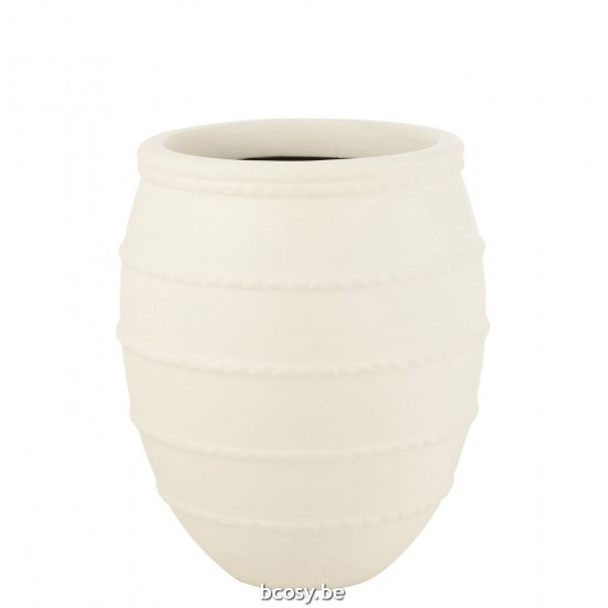 Jline Bloempot Terracotta Wit.