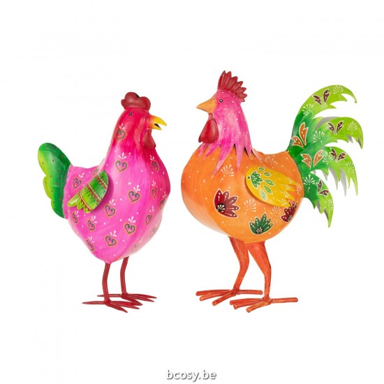 J Line Rooster Iron Mix Assortment Of 2 Large roosters cocks.