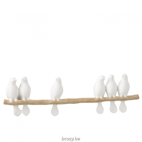 Jline 6 Vögel Auf Ast Poly Weiß Naturell voegel vogel auf fuss.