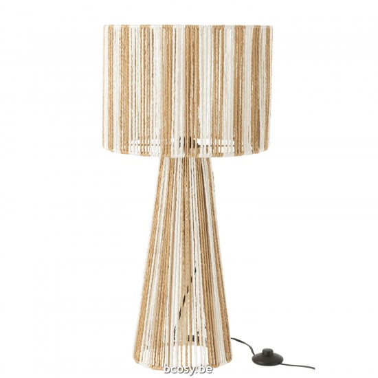 J Line Lampada Rigata Corde Metallo Carta Bianco Naturale Lámpara Rayas Cuerda Metal Papel Blanco Natural.