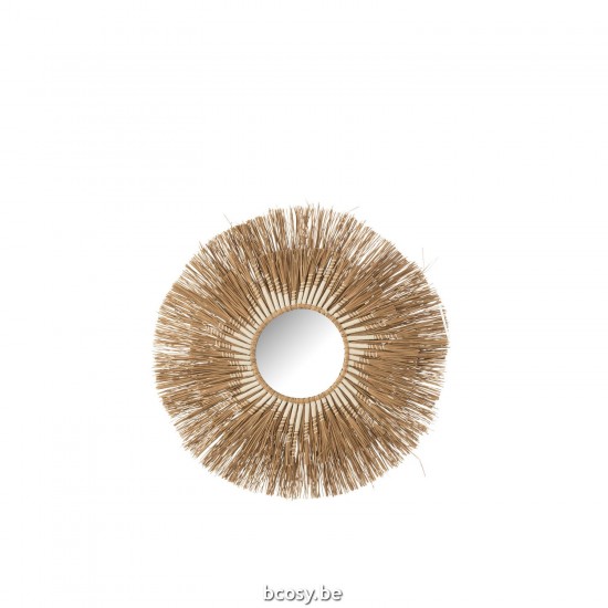 Jline Spiegel Melissa Stroh Naturell Weiß Small Wandspiegeln.