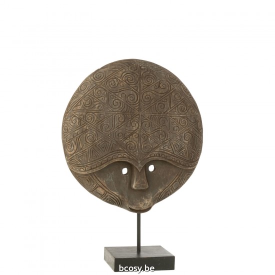 J Line Mask On Stand Julien Albasia Wood Brown masks.