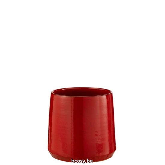 Jline Bloempot Rond Keramiek Rood Medium.