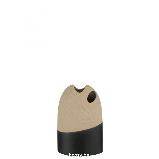 J Line Vase High Ceramic Beige Black Small.