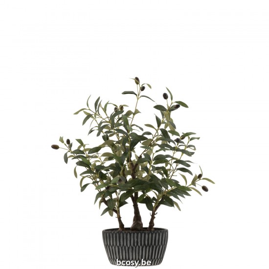 J Line Olive Tree In Cement Pot Artificial Green plants in pot.