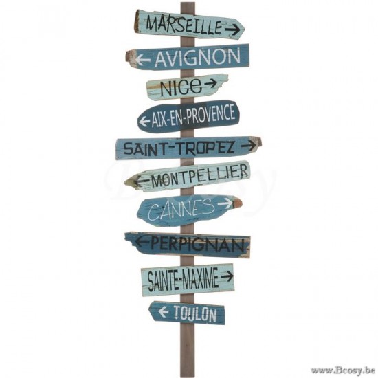 J Line Jline Placard Cities Provence Wood Blue Mix placards with holder