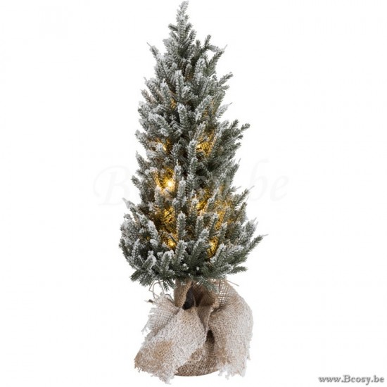 J Line Jline Albero Di Natale Led Vaso Iuta Plastica Verde Medium Arbol De Navidad Led Tarro Yute Plastico Nevado Verde Medium