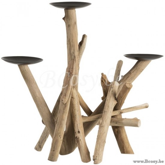 J Line Jline Candleholder 3 Heights Pieces Wood Natural candleholders