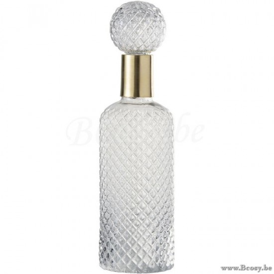 J Line Jline Bottiglia Tappo Decorativa Rilievo Vetro Trasparente Large Botella Tapon Decorativo Relieve Cristal Transparente Large