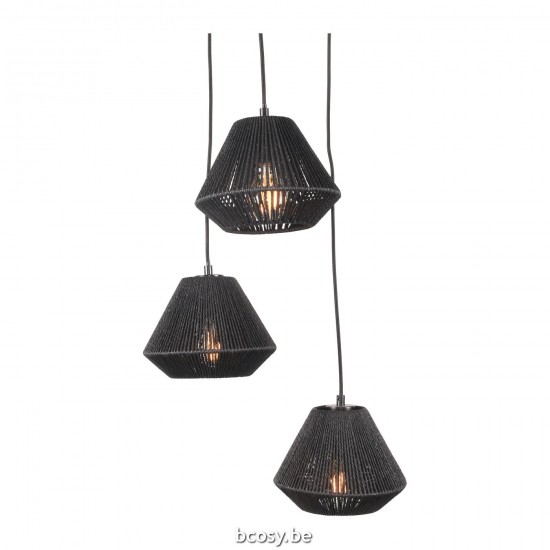 LABEL51 Pendant 3Light Ibiza Black Jute.