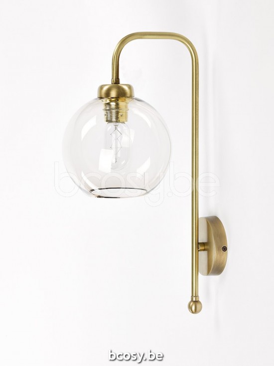 Marckdael wandlamp Amalfi Marckdael 0653-A1-OTT 0653-A1-OTT-GLOBE-TOPAZ-KL Vintage ottone-messing wandlamp H 47cm VVD VDV Verlichting van Di.