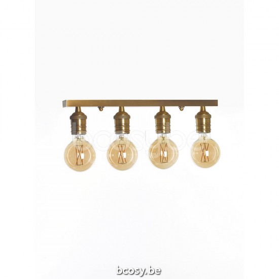 Marckdael Plafondlamp Valencia Marckdael 0726-4F-OTT Vintage ottone-messing 48x4cm profiel Plafondlamp H 12cm VVD VDV Verlichting van Dijck .