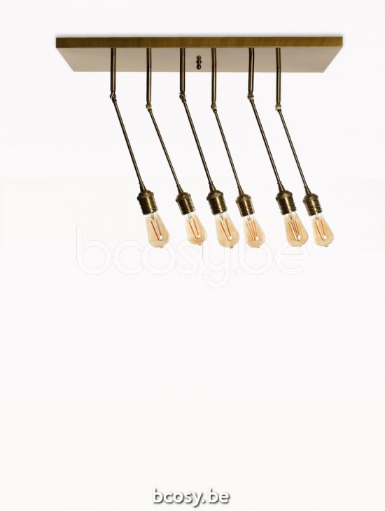 Marckdael Plafondlamp Valencia Marckdael 07711-PL6-OTT Vintage ottone-messing 80x40cm profiel Plafondlamp H 50cm VVD VDV Verlichting van Dij.