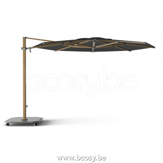 Jardinico CARACTERE JCP303 Ø350 Round Sidepost Cantilever Free Pole Mast Floating Parasol Ø3,5 Pole Mast Post Alu Teak Structured Powder Coated Aluminium| Canopy-fabrics Pitch Sunbrella Plus Marine.