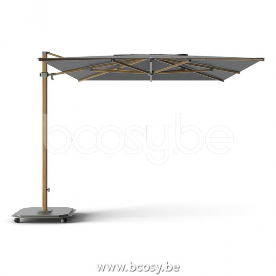 Jardinico CARACTERE JCP402 300x425 Rectangular Sidepost Cantilever Free Pole Mast Floating Parasol 3x4,25 Pole Mast Post Alu Teak Structured Powder Coated Aluminium| Canopy-fabrics Onyx Sunbrella Plus.