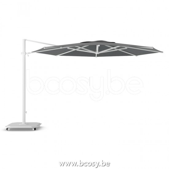 Jardinico CARACTERE JCP403 Ø400 Round Sidepost Cantilever Free Pole Mast Floating Parasol Pole Mast Post White Powder Coated Aluminium| Canopy-fabrics Onyx Sunbrella Plus Marine.
