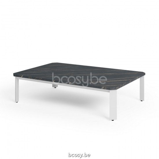 Jardinico MAUROO Rechteckiger Gartencouchtisch Weisser Ceramic Nero-Charcoal.